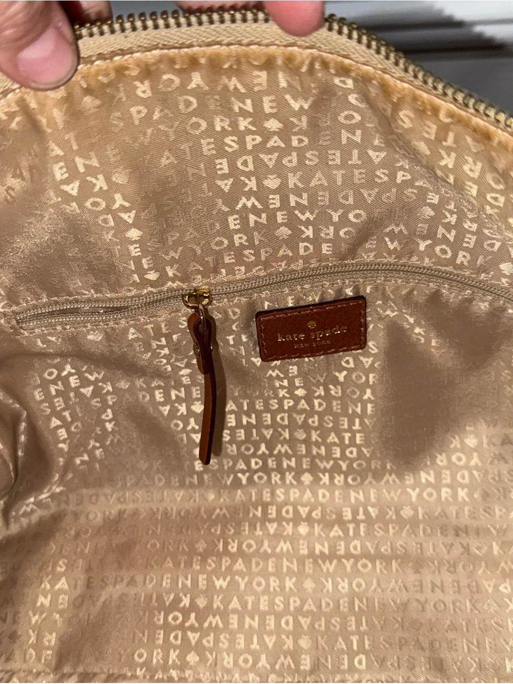kate spade Pink, Red and Tan Striped Canvas Tote